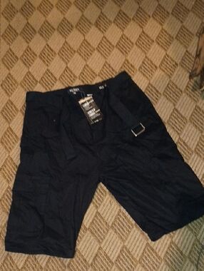 Men's Black Cargo Shorts with Utility Belt